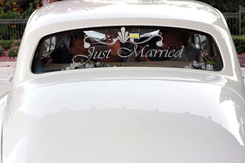 just married car